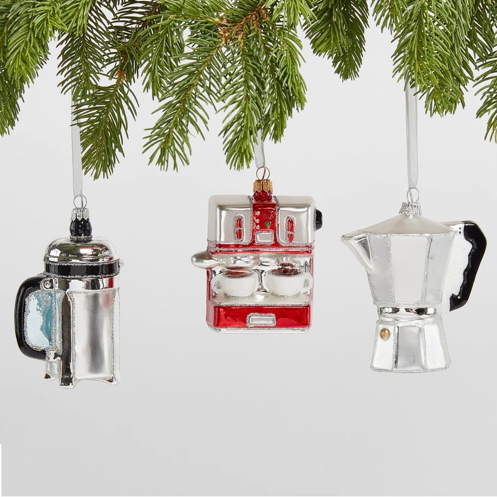 Glass Coffee Holiday Ornament - Set of 3
